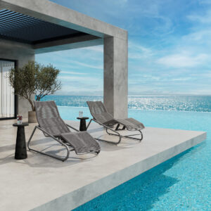 Ebel-Cabana Comfort Chaises Fog-Graphite + Bellino Drink Tables Iron