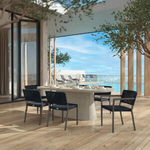 Ebel-Orleans Dining Coal-Smoke + Pompano Rectangular Dining Table Shell