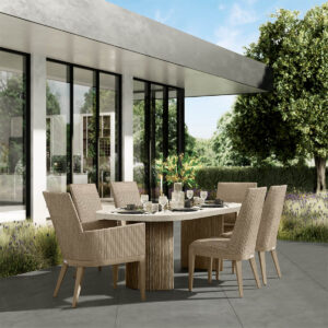 Ebel-Siena Dining Barley + Hampton Table Base Beech + Pompano Shell Top